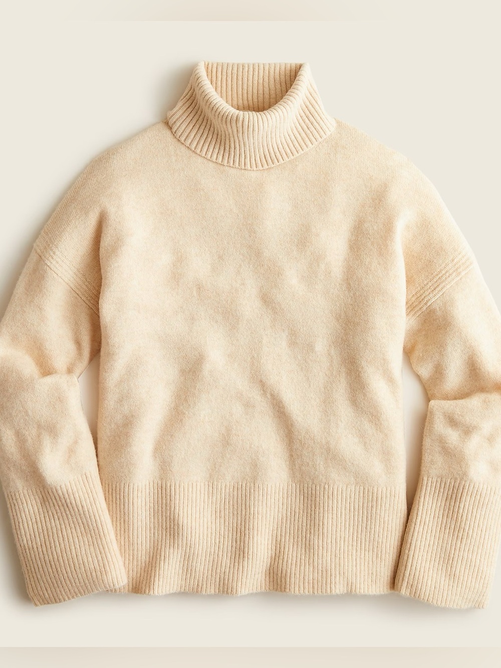 J Crew Turtleneck Sweater in Supersoft Yarn Heathered Sand Cream XL Wool Alpaca